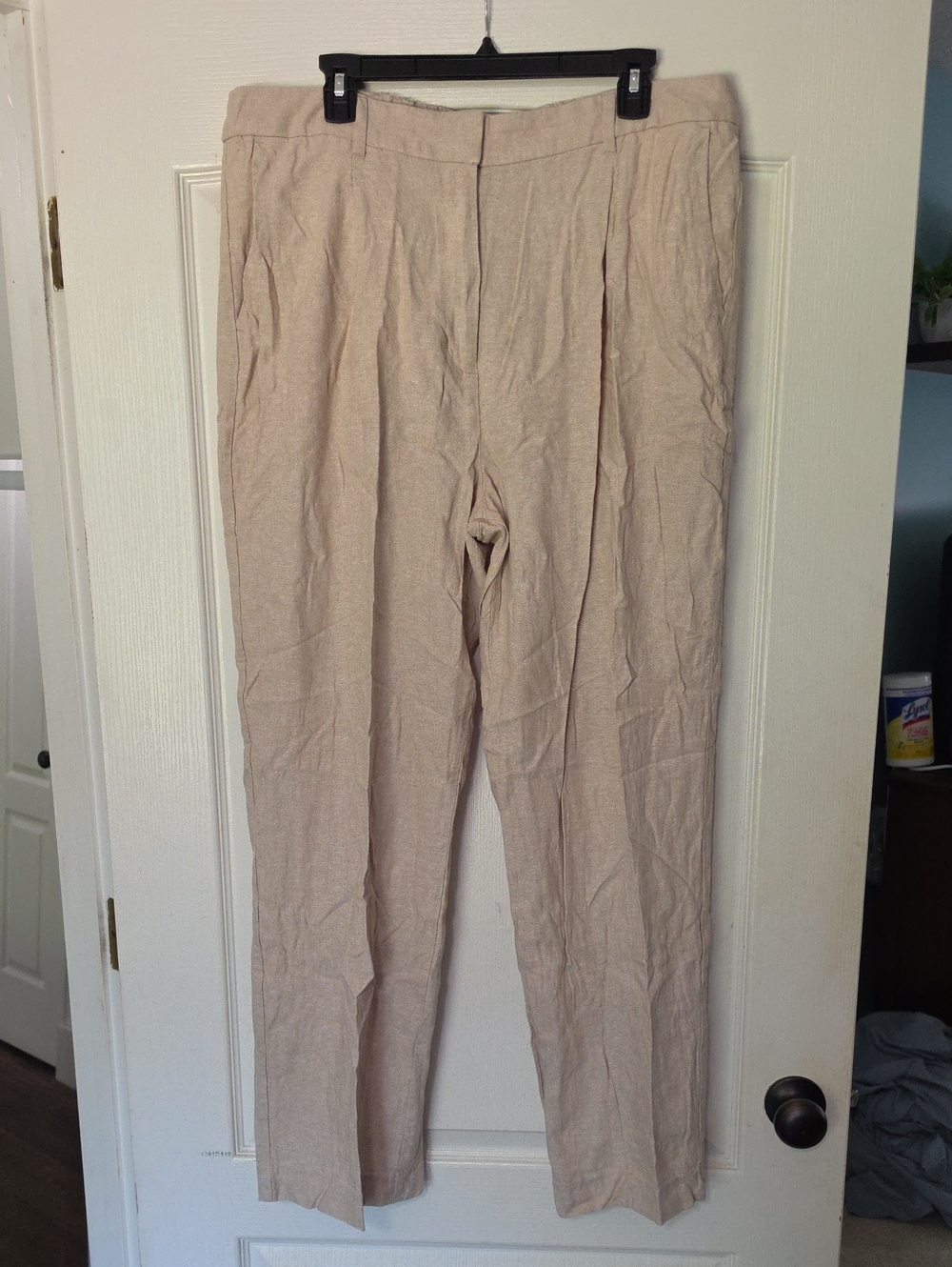 Old Navy Beige Wide-Leg Linen-Blend Pants